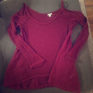 Burgundy Flowing Long Sleeve